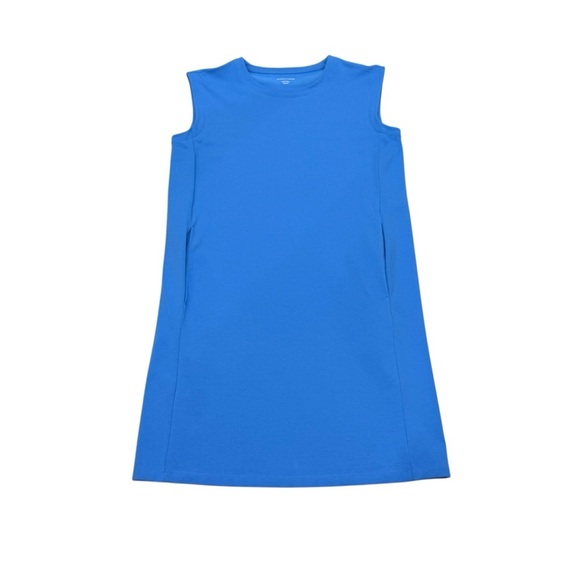 Eileen Fisher XXS Pima Cotton Stretch Jersey Round Neck Dress Calypso Blue NWT - Picture 7 of 13